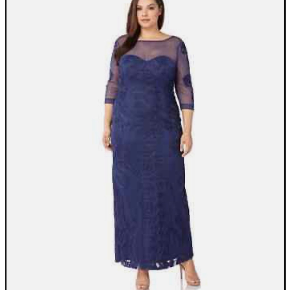 JS collections modern soutache 3/4 sleeves V-Back long dress - Picture 8 of 14